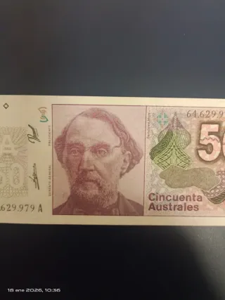 Billete 50 Australes Bartolomé Mitre