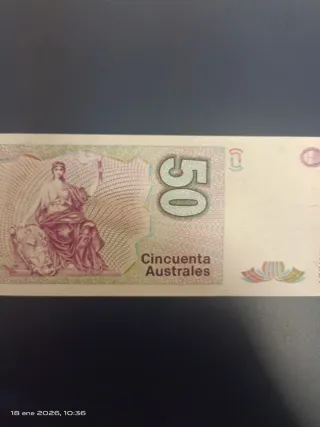 Billete 50 Australes Bartolomé Mitre