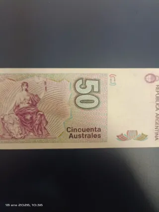 Billete 50 Australes Bartolomé Mitre