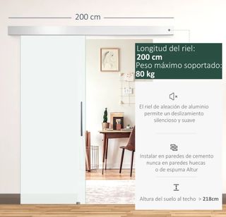 Puerta Corredera Cristal 90x205 cm