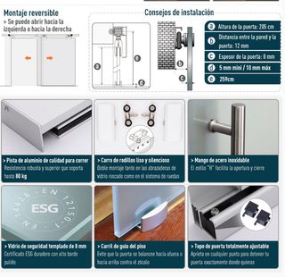 Puerta Corredera Cristal 90x205 cm