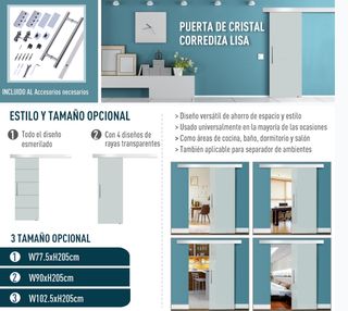 Puerta Corredera Cristal 90x205 cm