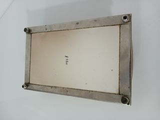 Vassoio Art Nouveau Metallo Cromato Ceramica