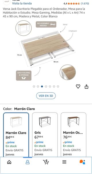 Escritorio Plegable Beige y Madera