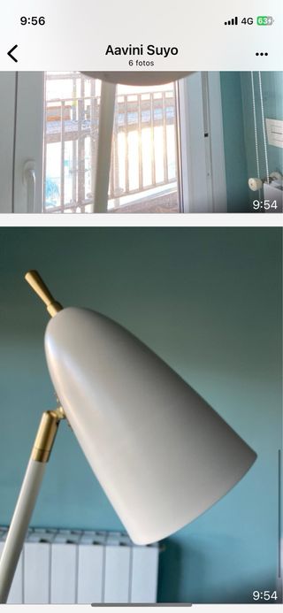 Lámpara de pie metal dorada y blanca