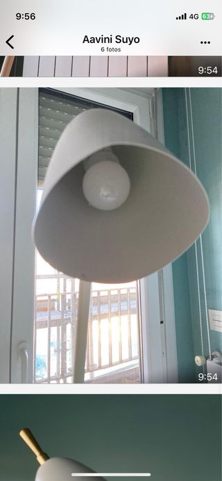 Lámpara de pie metal dorada y blanca