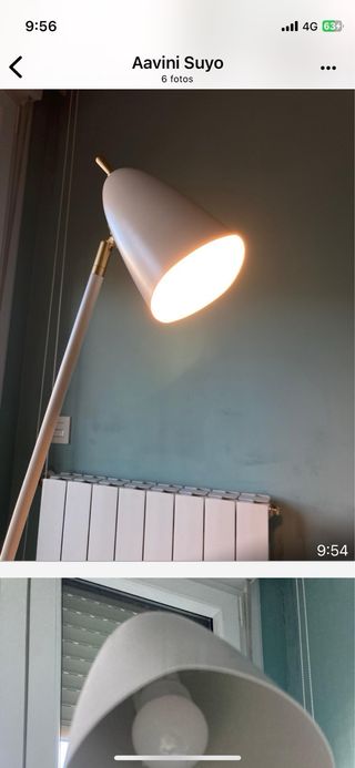 Lámpara de pie metal dorada y blanca