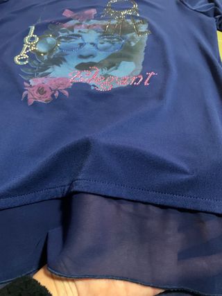 Raffinata Blusa Tg 48 Blu/Rosa Camomilla