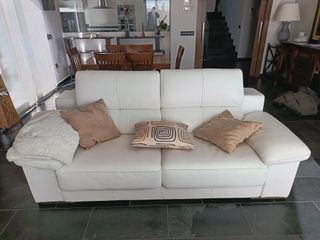 Conjunto 2 sofás piel blanco Gamamobel