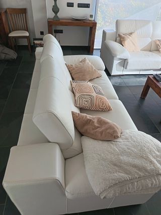 Conjunto 2 sofás piel blanco Gamamobel