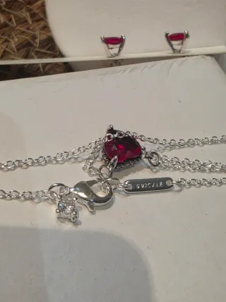 Conjunto Pandora Corazón halo Rojo