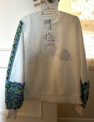 Sudadera Desigual Mujer Blanca Flores