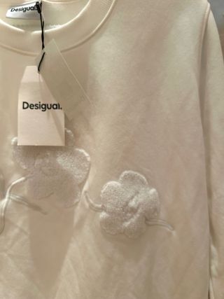 Sudadera Desigual Mujer Blanca Flores