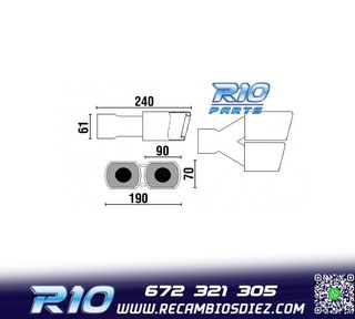 COLA ESCAPE DOBLE RECTANGULAR ACERO INOX