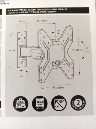 Soporte TV LUNIX 2 Articulable, cada uno 17,50€