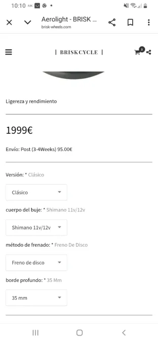 Ruedas Brisk Aerolight GAMA ALTA 35mm 1.010 gramos