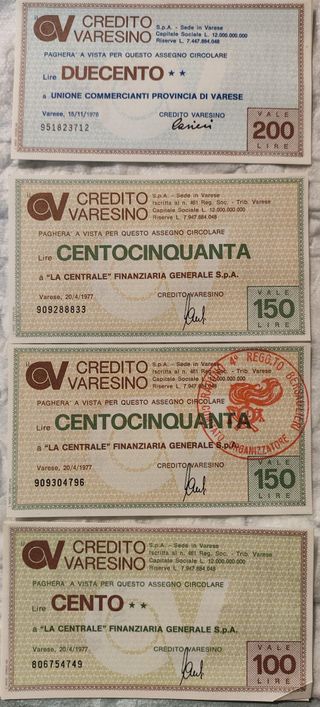 Miniassegni Bancari Italiani - Lotto 28 pezzi