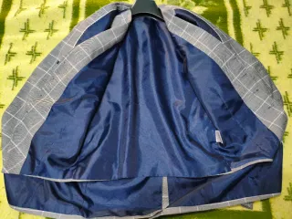 Chaqueta de traje a cuadros gris