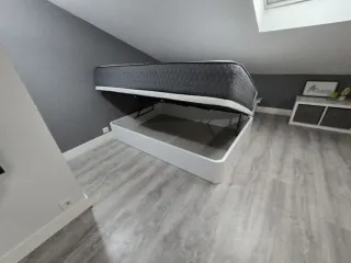 Canape abatible madera, colchones visco y muelles