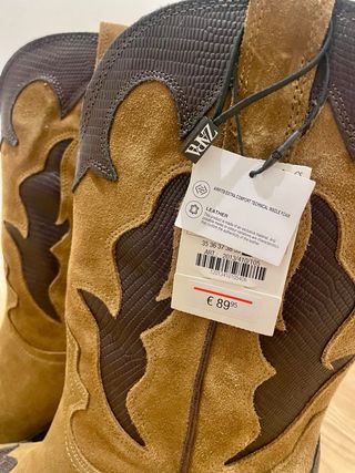 Botas serraje cowboy Zara marrón
