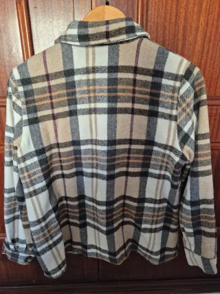 Sobrecamisa de cuadros beige y multicolor