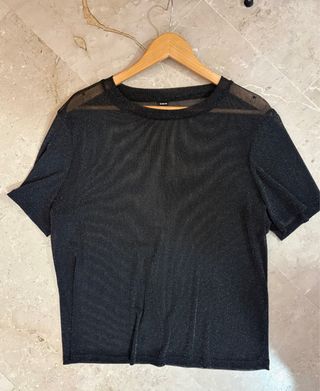 Camiseta brillante negra Shein