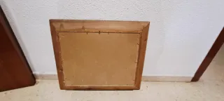 Cuadro paisaje antiguo marco madera