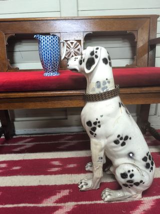 Jarra inglesa cerámica azul y blanca. Antigua