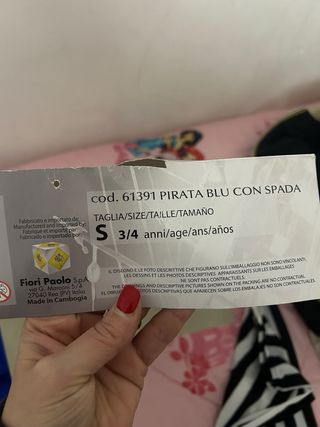 Costume da Pirata Piratino Taglia S 3/4 anni