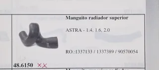 Manguito superior radiador OPEL ASTRA 1.4-1.6-2.0