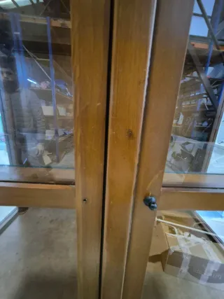 Vitrina de salón de madera y cristal