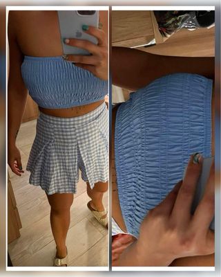 Top corto azul claro básico.