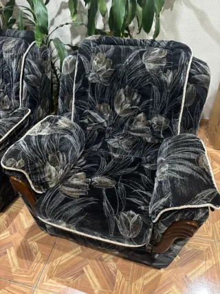 Sofá y sillones Vintage Tela Estampada con sillon