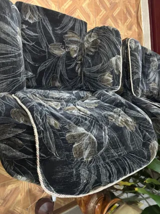 Sofá y sillones Vintage Tela Estampada con sillon