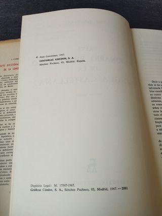 Diccionario etimológico Joan Corominas