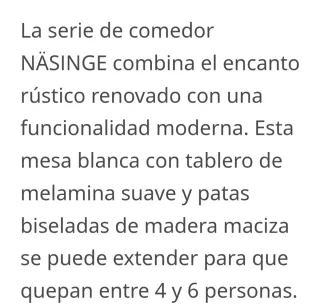 Mesa extensible blanca Nasinge Ikea