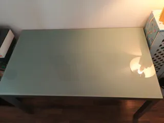 Mesa rectangular cristal y metal gris