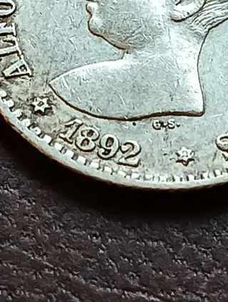 Moneda 50 céntimos Alfonso XIII 1892 Plata