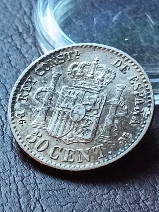 Moneda 50 céntimos Alfonso XIII 1892 Plata