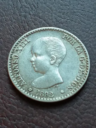 Moneda 50 céntimos Alfonso XIII 1892 Plata