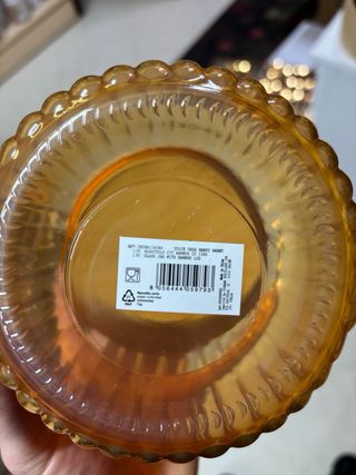 Biscottiera in vetro ambrato con coperchio in bamb