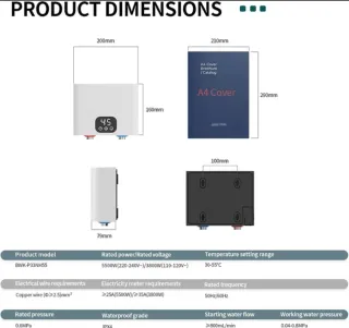 Calentador Agua Briwellna 220V 5500W
