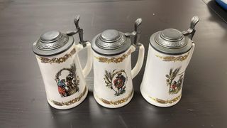 3 BOCCALI BIRRA SPLUGEN IN CERAMICA CON COPERCHIO