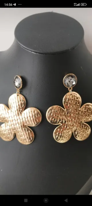 Orecchini Max Mara Acciaio Dorato con Pietra Grigi