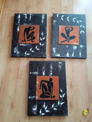 Conjunto 3 Cuadros Abstractos Tribales