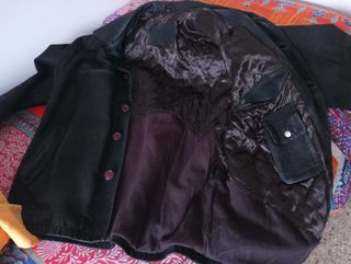 Chaqueta de piel hombre negra