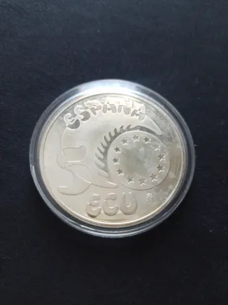Moneda Plata España 5 ECU 1989 1 Onza