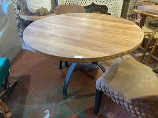 Mesa redonda madera teca natural