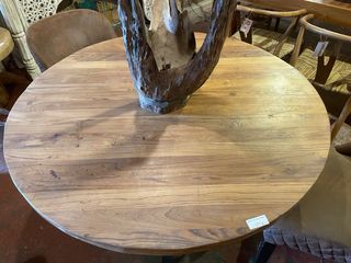 Mesa redonda madera teca natural