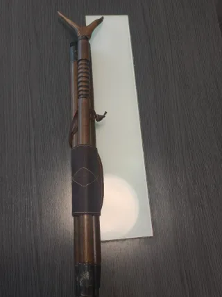 Bastón de caza vintage madera y cuero